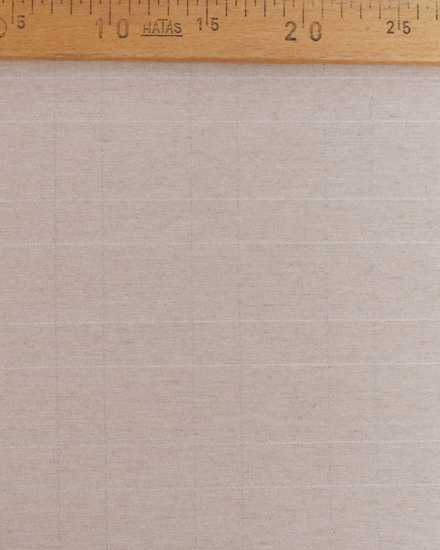 Tissu à Carreaux Grande Largeur Lin Naturel et Argent - Mercerine