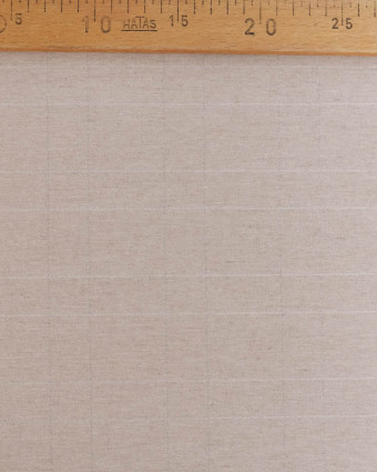 Tissu à Carreaux Grande Largeur Lin Naturel et Argent - Mercerine