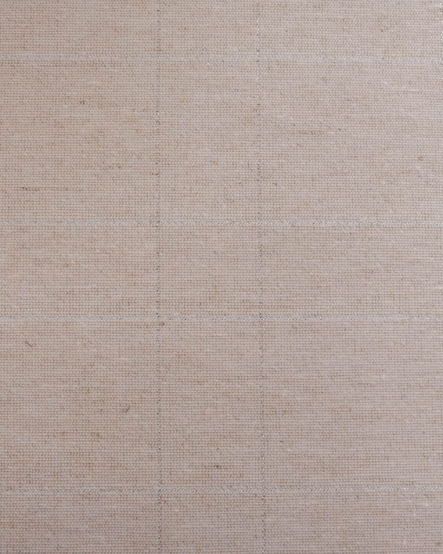 Tissu à Carreaux Grande Largeur Lin Naturel et Argent - Mercerine