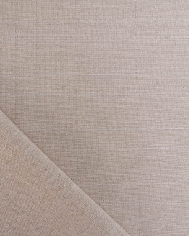 Tissu à Carreaux Grande Largeur Lin Naturel et Argent - Mercerine
