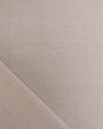 Tissu à Carreaux Grande Largeur Lin Naturel et Argent - Mercerine