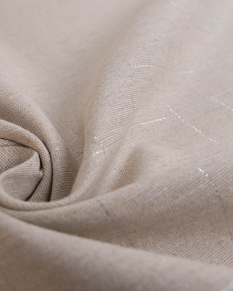 Tissu à Carreaux Grande Largeur Lin Naturel et Argent - Mercerine