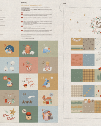 Panneau Noël calendrier de l'avent Saumon et Sauge - Mercerine
