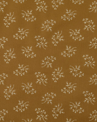 Popeline de Coton  Beige Motif Feuillage - Mercerine