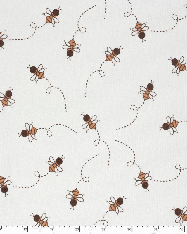 Tissu French Terry Crêpe Ecru Motif Abeille - Mercerine