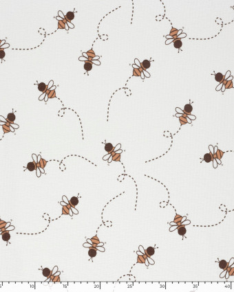 Tissu French Terry Crêpe Ecru Motif Abeille - Mercerine