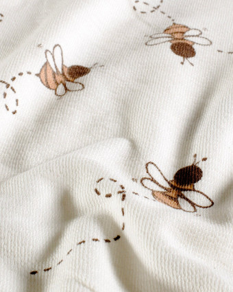 Tissu French Terry Crêpe Ecru Motif Abeille - Mercerine