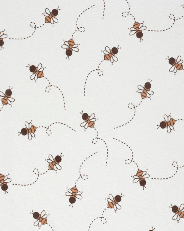 Tissu French Terry Crêpe Ecru Motif Abeille - Mercerine