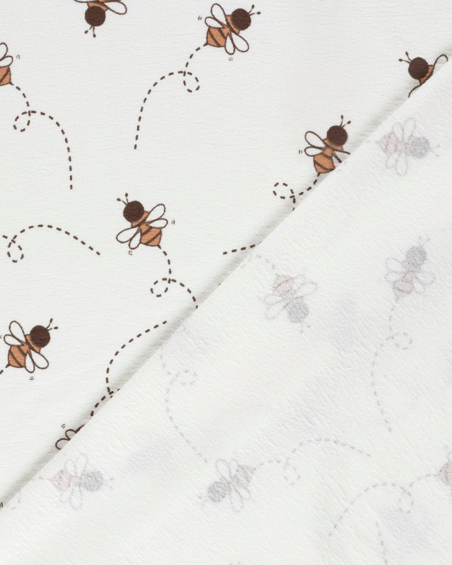 Tissu French Terry Crêpe Ecru Motif Abeille - Mercerine