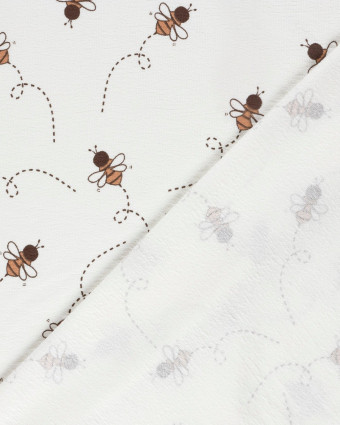 Tissu French Terry Crêpe Ecru Motif Abeille - Mercerine