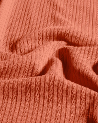 Tissu Jersey Texturé Ecru Marsala - Mercerine