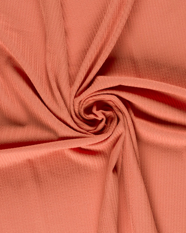 Tissu Jersey Texturé Ecru Marsala - Mercerine