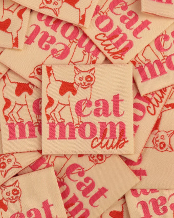 Etiquette Tissée à Coudre Cat Mom Club - Mercerine