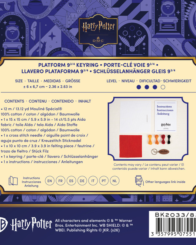 Kit Porte-Clé Point de Croix Harry Potter Voie 9 3/4 - Mercerine