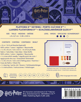 Kit Porte-Clé Point de Croix Harry Potter Voie 9 3/4 - Mercerine