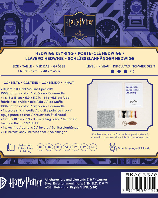 Kit Porte-Clé Point de Croix Harry Potter Hedwige - Mercerine