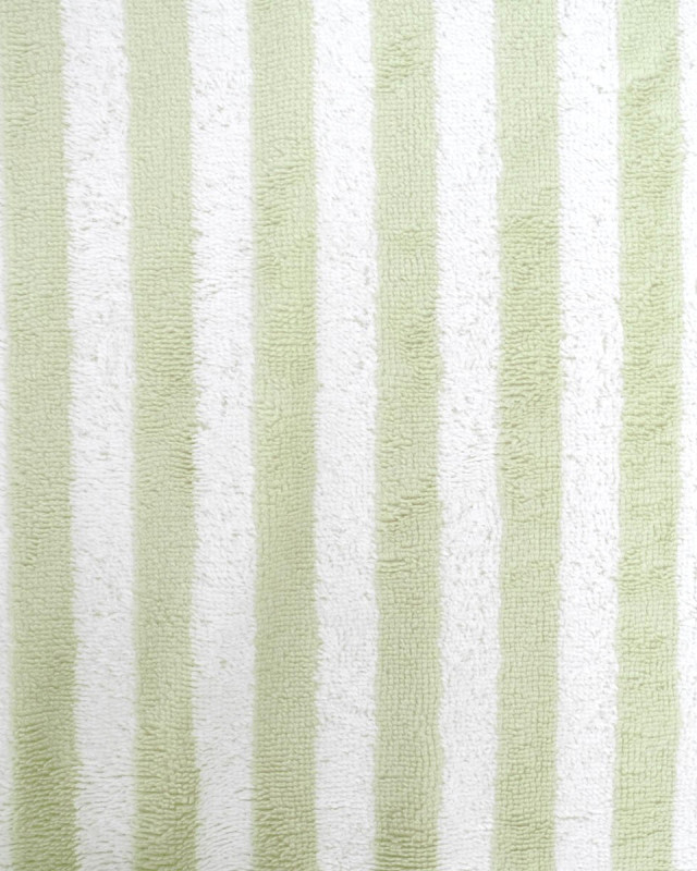 Tissu Eponge Bambou Rayé Blanc et Sauge Chloé  - Mercerine