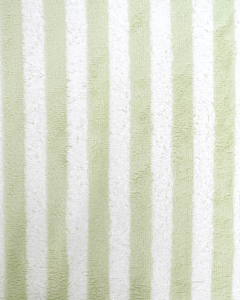 Tissu Eponge Bambou Rayé Blanc et Sauge Chloé  - Mercerine