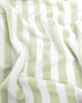Tissu Eponge Bambou Rayé Blanc et Sauge Chloé