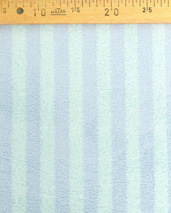 Tissu Eponge Bambou Rayé Menthe et Violet Chloé - Mercerine