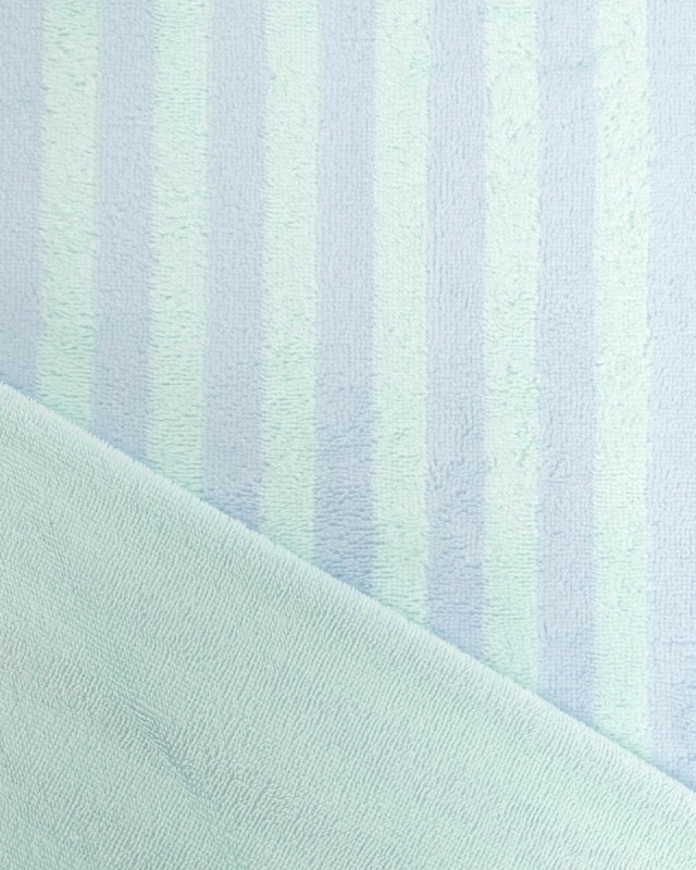 Tissu Eponge Bambou Rayé Menthe et Violet Chloé - Mercerine