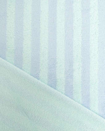 Tissu Eponge Bambou Rayé Menthe et Violet Chloé - Mercerine