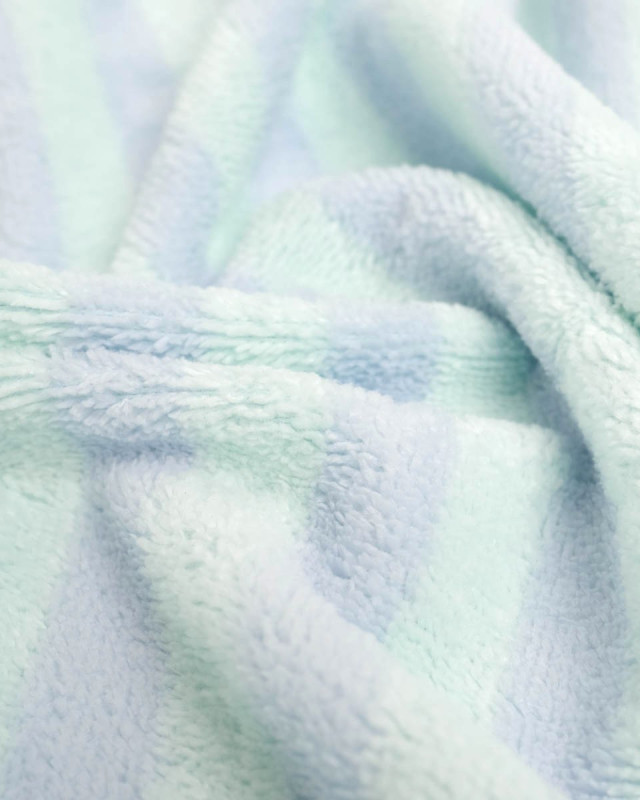Tissu Eponge Bambou Rayé Menthe et Violet Chloé - Mercerine