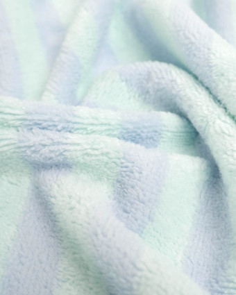 Tissu Eponge Bambou Rayé Menthe et Violet Chloé - Mercerine