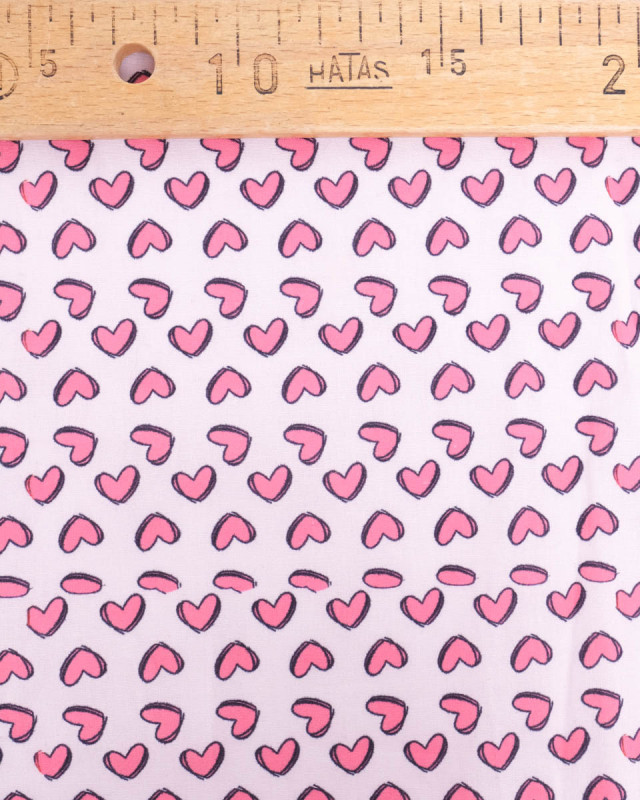 Popeline de coton Cœur Rose Bonbon - Mercerine