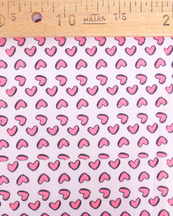 Popeline de coton Cœur Rose Bonbon - Mercerine