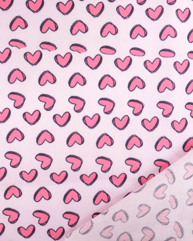 Popeline de coton Cœur Rose Bonbon - Mercerine