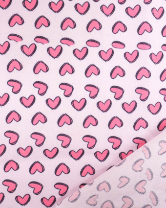 Popeline de coton Cœur Rose Bonbon - Mercerine