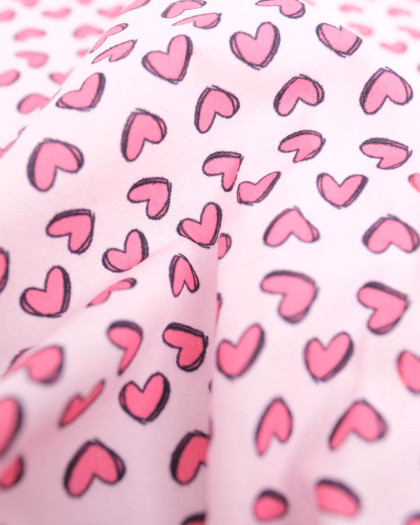 Popeline de coton Cœur Rose Bonbon - Mercerine