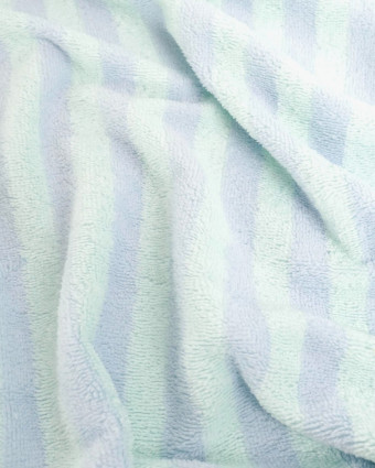 Tissu Eponge Bambou Rayé Menthe et Violet - Mercerine