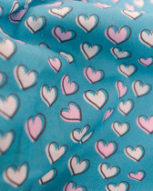 Popeline de coton Cœur fond Bleu Turquoise