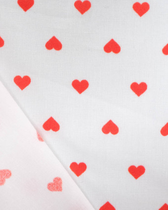 Popeline de coton MultiCoeur Rouge sur fond Blanc - Mercerine