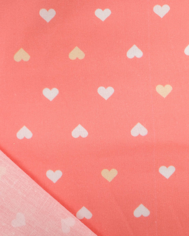 Popeline de coton MultiCoeur Rose Corail - Mercerine