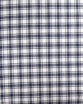 Tissu Coton Surchemise à Carreaux Blanc et Bleu Marine - Mercerine