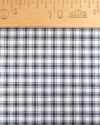 Tissu Coton Surchemise à Carreaux Blanc et Bleu Marine - Mercerine