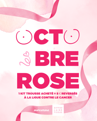 Kit Couture Duo de Trousse Octobre Rose- Sherpa Ecru - Mercerine