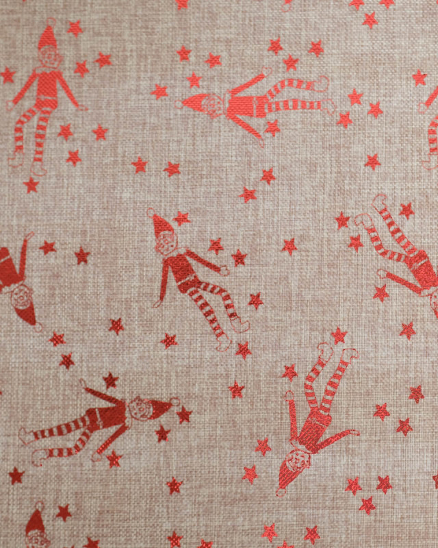Toile de Jute Noël Lutin Scintillant Rouge - Mercerine