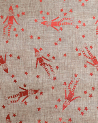 Toile de Jute Noël Lutin Scintillant Rouge - Mercerine