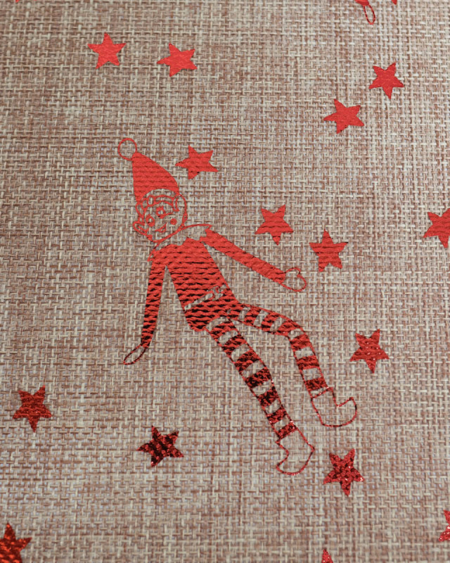 Toile de Jute Noël Lutin Scintillant Rouge - Mercerine