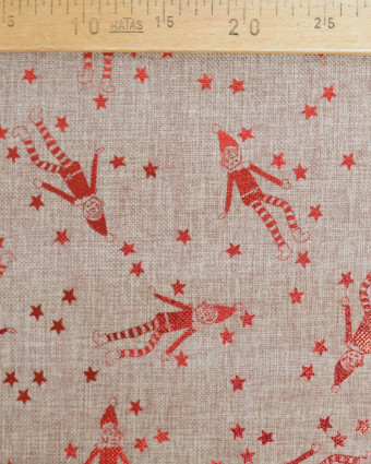 Toile de Jute Noël Lutin Scintillant Rouge - Mercerine