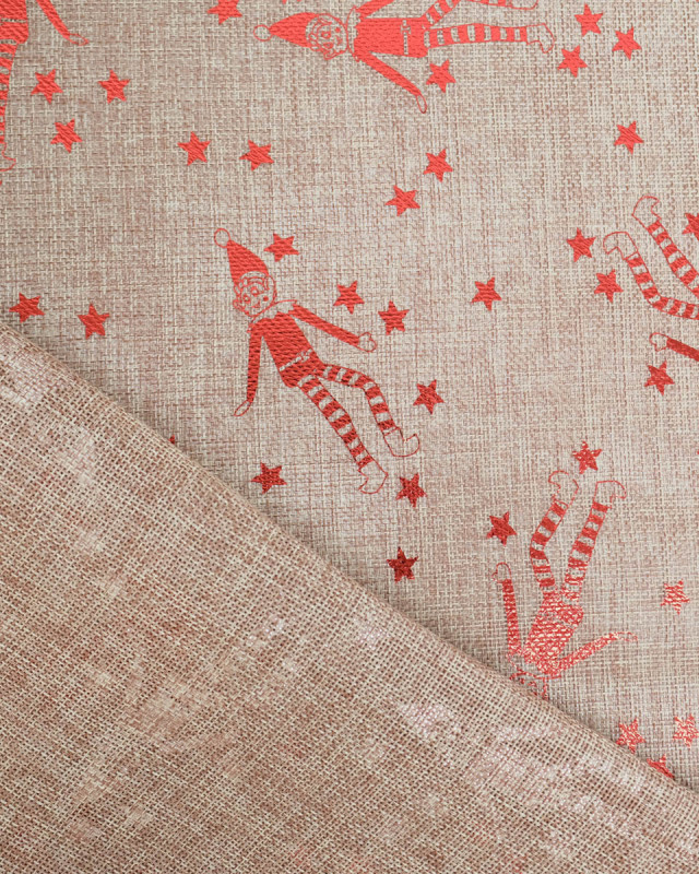 Toile de Jute Noël Lutin Scintillant Rouge - Mercerine