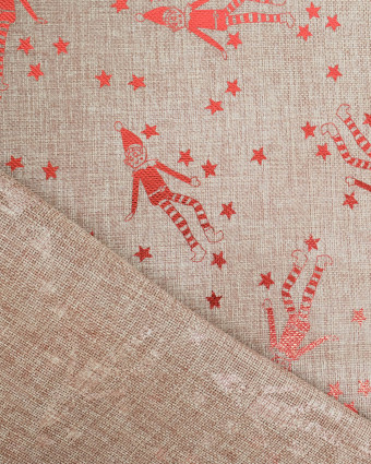 Toile de Jute Noël Lutin Scintillant Rouge - Mercerine