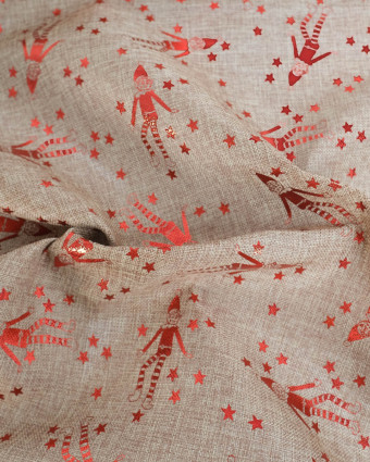 Toile de Jute Noël Lutin Scintillant Rouge - Mercerine