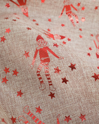 Toile de Jute Noël Lutin Scintillant Rouge - Mercerine