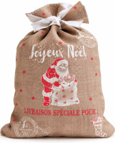 Toile de Noël Jute pour Paquet Cadeaux Père Noël