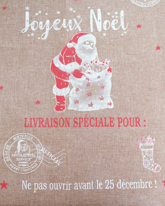 Toile de Noël Jute pour Paquet Cadeaux Père Noël - Mercerine